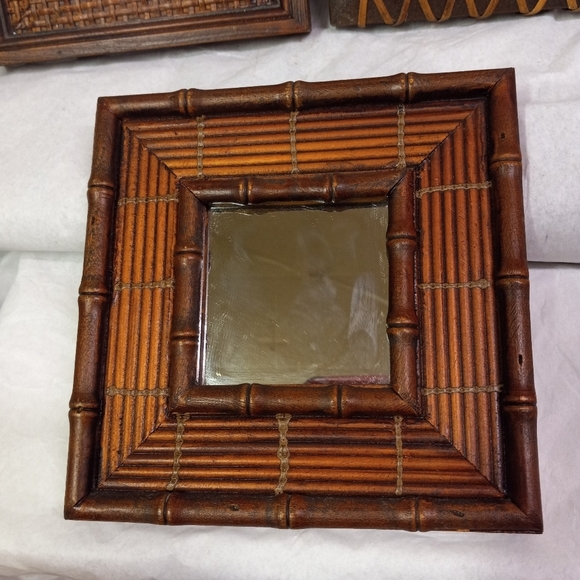 !! 3) Mirrors Designed Brown Solid Wooden Wall Decor 6" VINTAGE Intercontinental - Picture 6 of 8